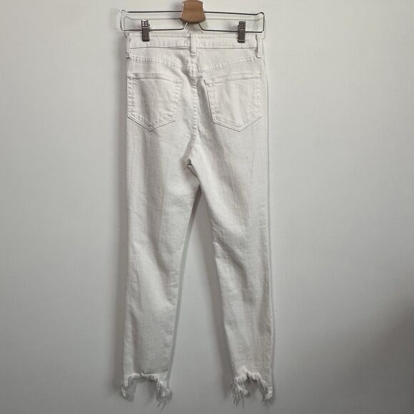 L’AGENCE High Line Skinny Jeans 25 White Ripped Raw Hem Sexy Designer Distressed - Picture 7 of 9